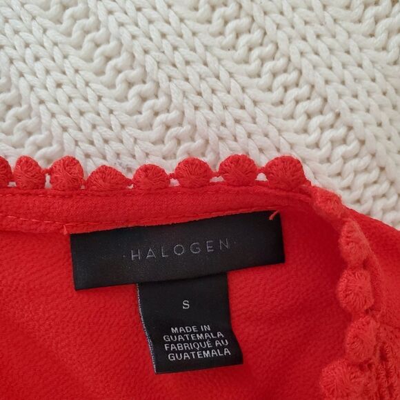 Halogen Lace Detail Crepe Top - size Small in Red/Orange - Picture 9 of 10